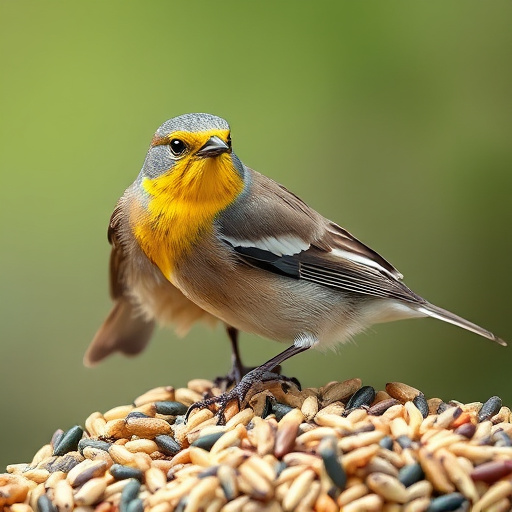Garden birds feeding on seed mix