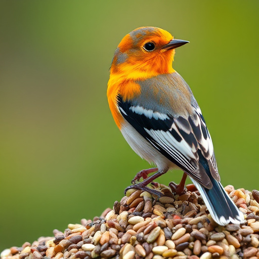 Garden birds feeding on seed tray