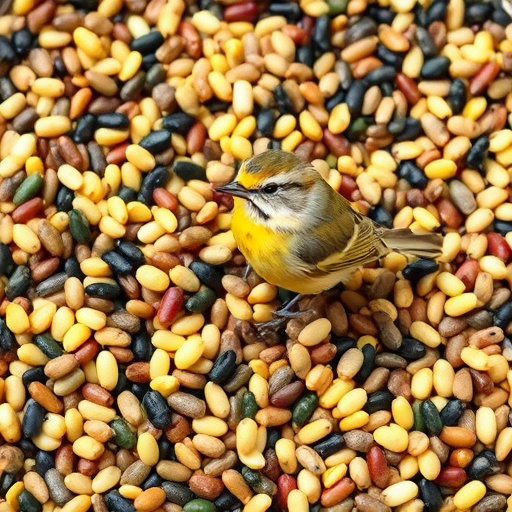 Garden birds feeding on seed tray