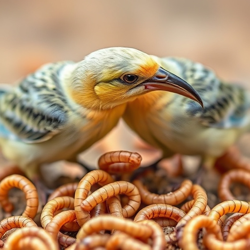 Garden birds pecking at mealworm mix