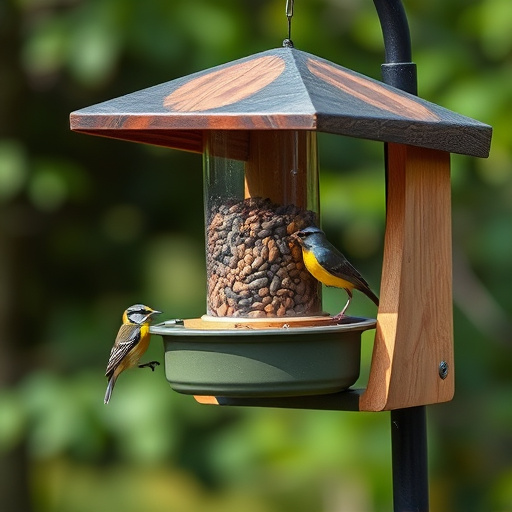 Garden birds sharing fat balls in feeder
