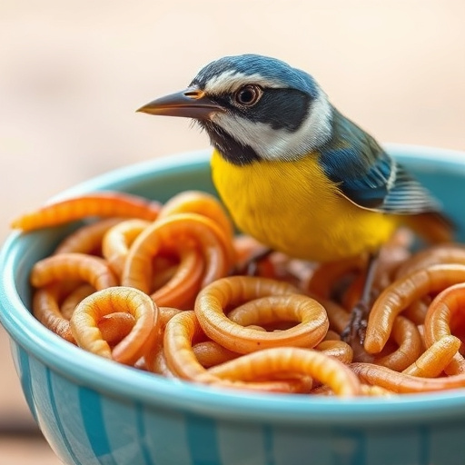 Mixed bird feed with added mealworms