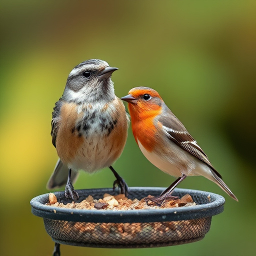 Mixed seeds and suet pellets in tray