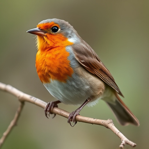 Robin perched beside suet-filled feeder