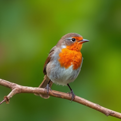 Robin perched beside suet-filled feeder