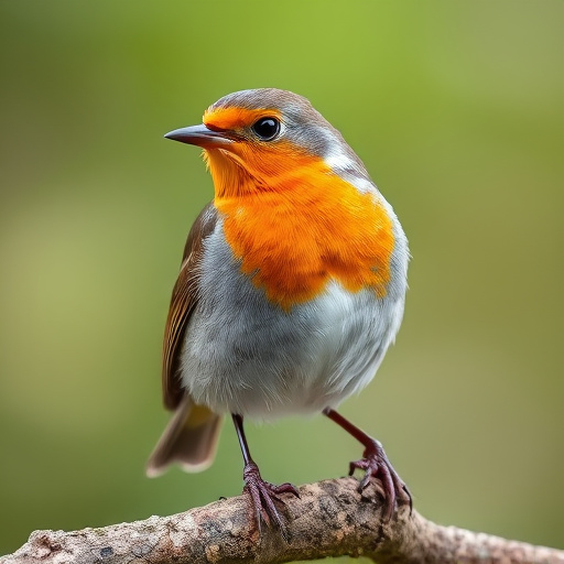 Robin perched beside suet-filled feeder