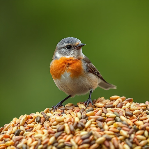 Robins feeding on no-mess seed