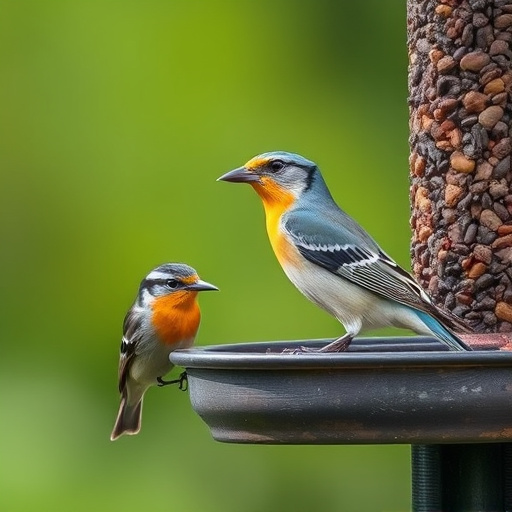 Robins pecking at sunflower heart mix