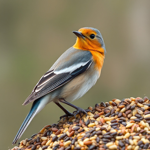 Seed mix scattered on bird table