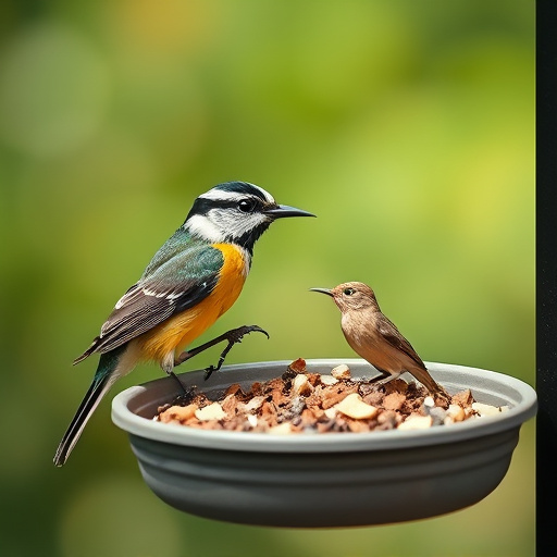 Seed mix scattered on bird table