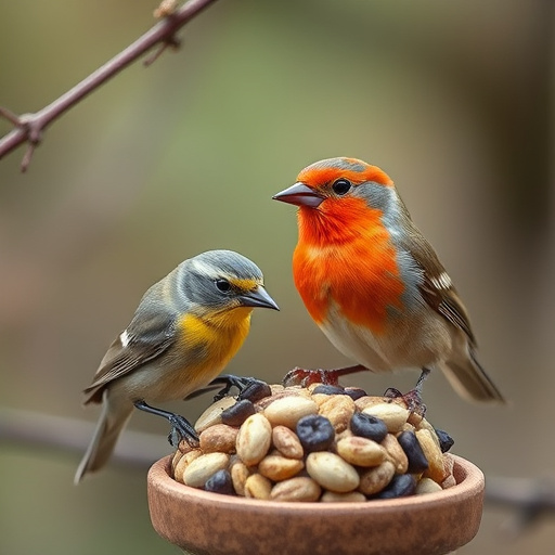 Selection of bird foods on garden table