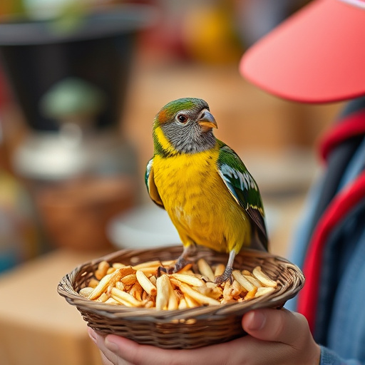 Stack of bird feed parcels indoors