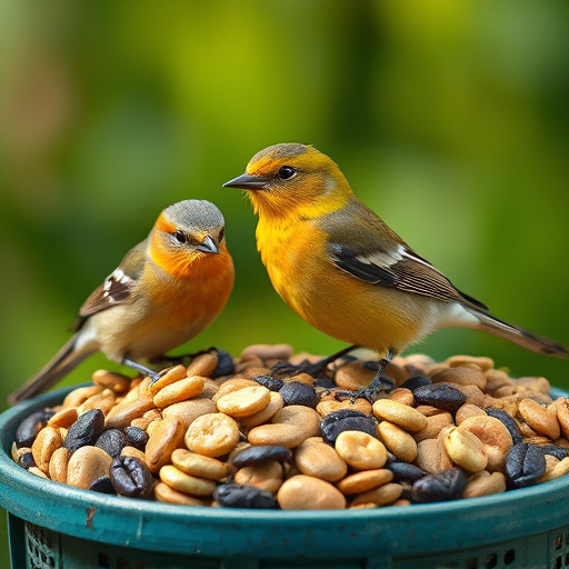 Suet blocks and seed mix displayed
