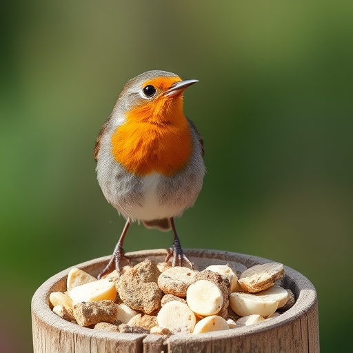 Suet pellets scattered on bird table