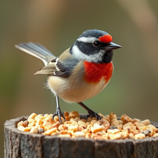 Variety of wild bird food in dishes