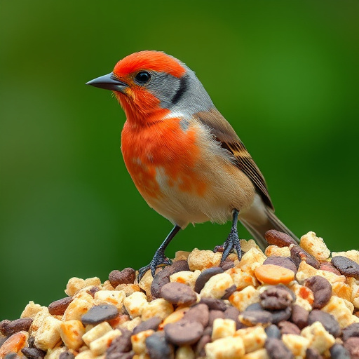 Variety of wild bird food in dishes