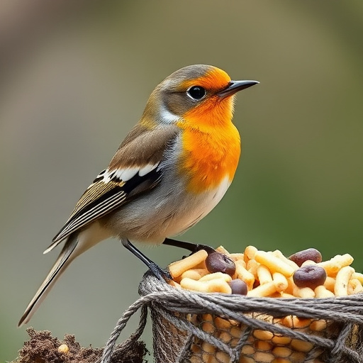 Basket with suet blocks and seed mix