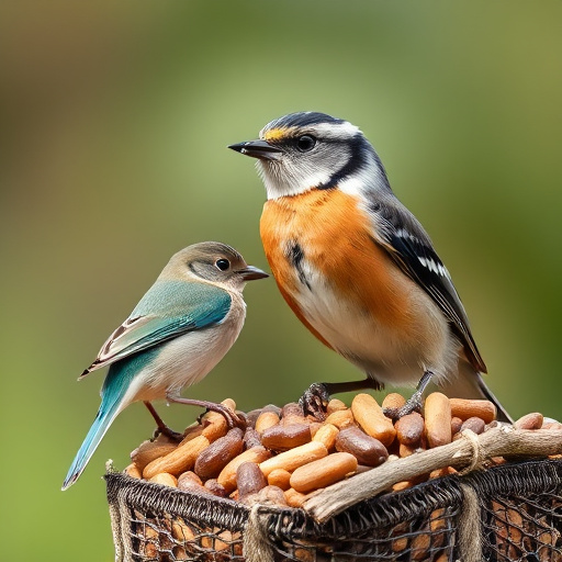 Basket with suet blocks and seed mix