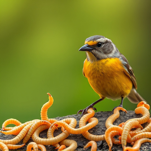 Bird feeder filled with mealworms only