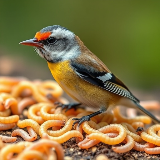 Bird feeder filled with mealworms only