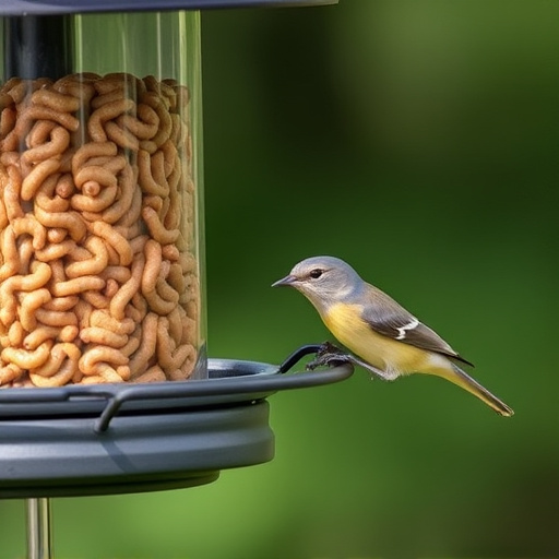 Bird feeder filled with mealworms only