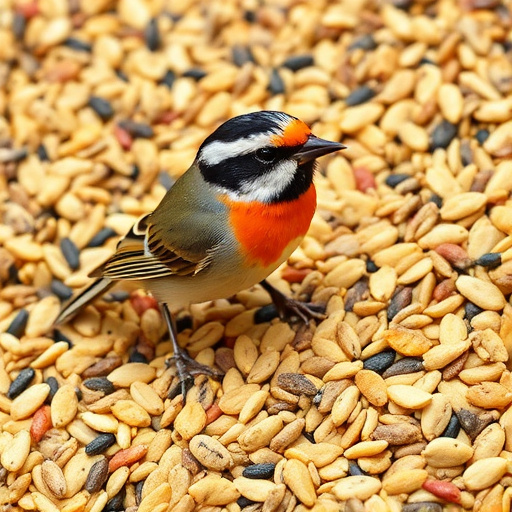 Bird seed being poured from sack