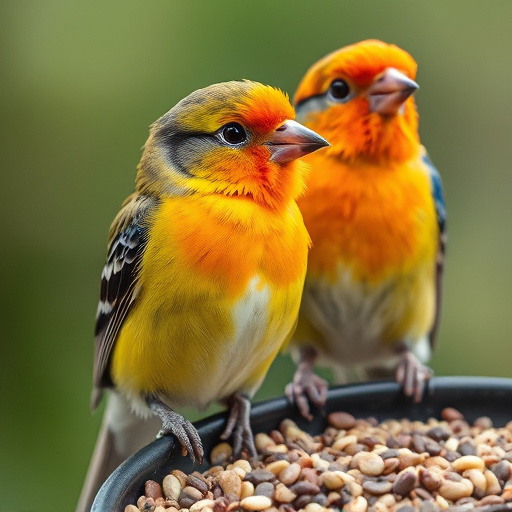Bird seed being poured from sack