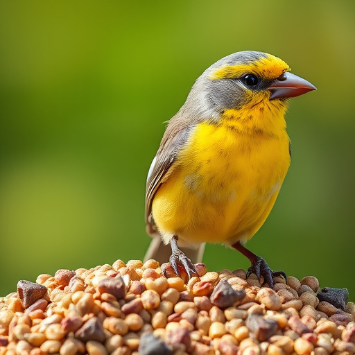 Close-up of labelled bird feed packaging