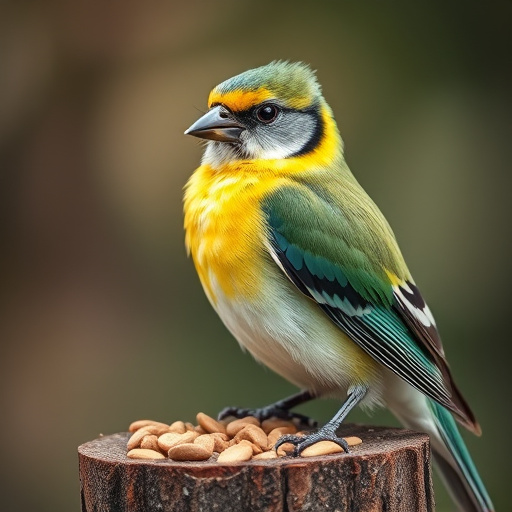 Close-up of labelled bird feed packaging