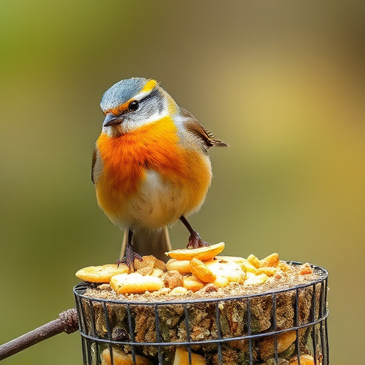Close-up of labelled bird feed packaging