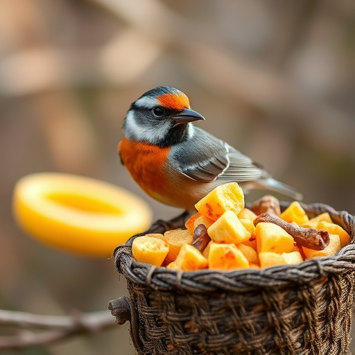 Close-up of labelled bird feed packaging