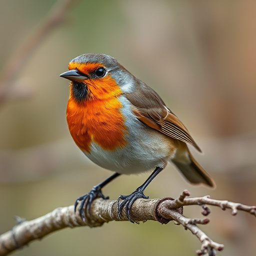 Close-up of robin near mealworm tray