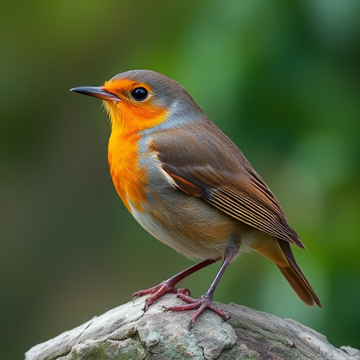 Close-up of robin near mealworm tray