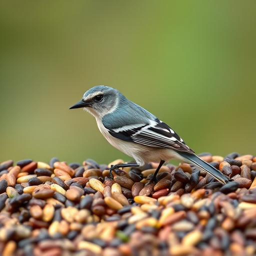 Close-up of robin near mealworm tray