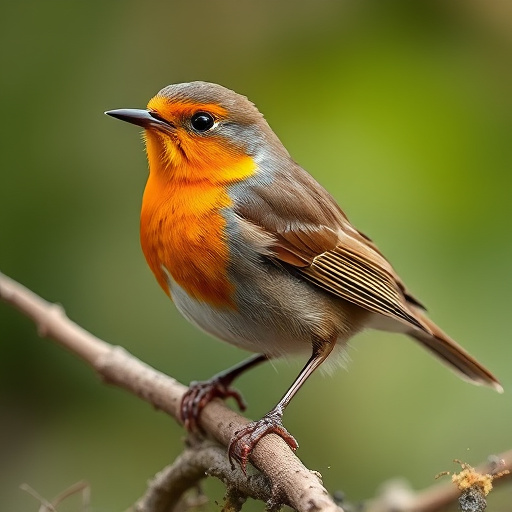 Close-up of robin near mealworm tray