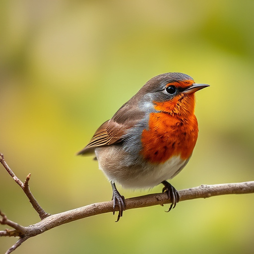 Close-up of robin near mealworm tray