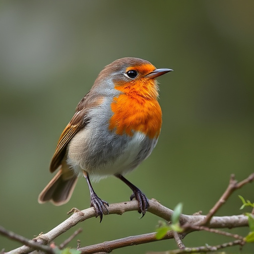 Close-up of robin near mealworm tray