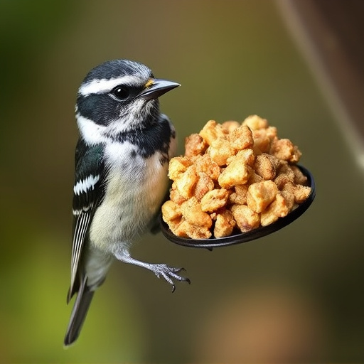 Crushed peanuts served for garden robins