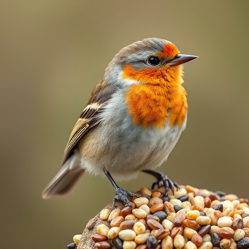 Finches eating from seed-filled feeder