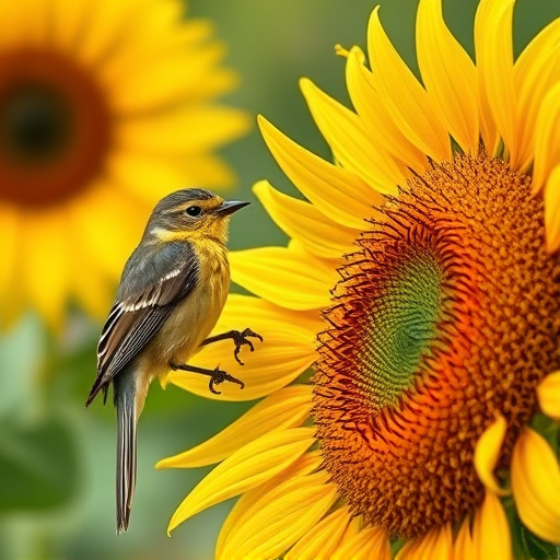 Finches gathered around sunflower heart dish