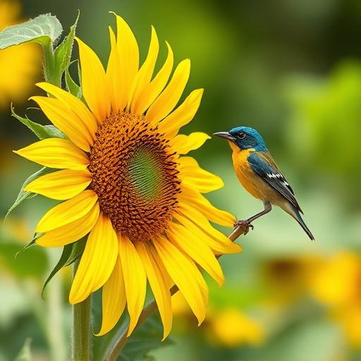 Finches gathered around sunflower heart dish