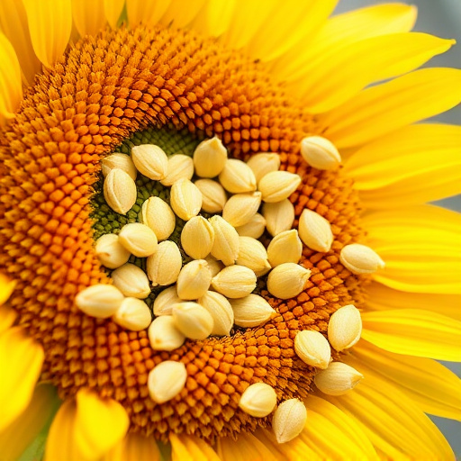 Finches gathered around sunflower heart dish