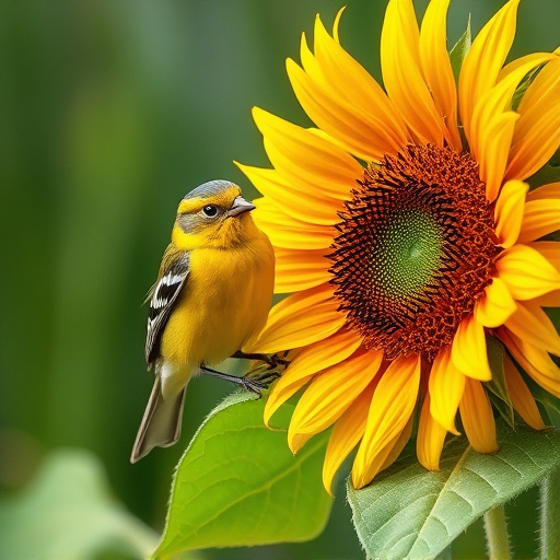 Finches gathered around sunflower heart dish