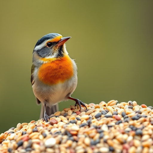 Garden birds feeding on seed mix