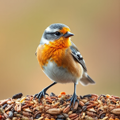Garden birds feeding on seed mix