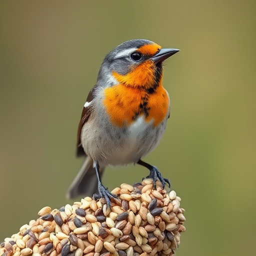 Garden birds feeding on seed mix
