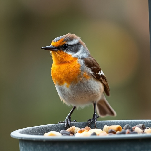 Garden birds feeding on seed mix