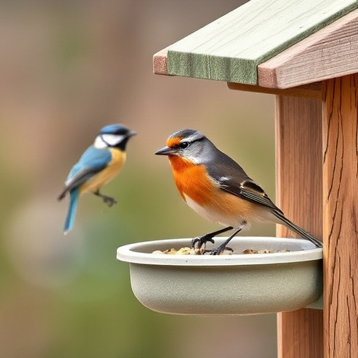 Garden birds feeding on seed mix