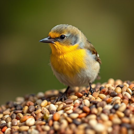 Garden birds feeding on seed mix