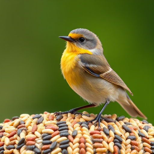 Garden birds feeding on seed mix